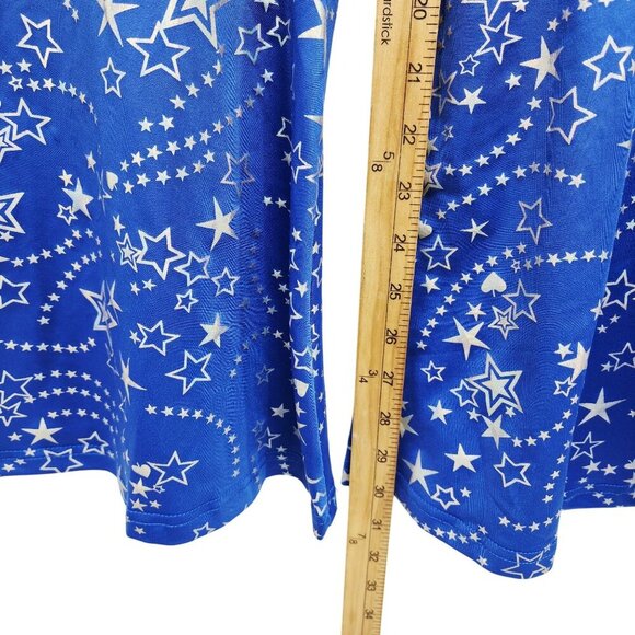 Womens Blue Star Pattern High-Waisted Flared Pants leggings Size L - Picture 5 of 9